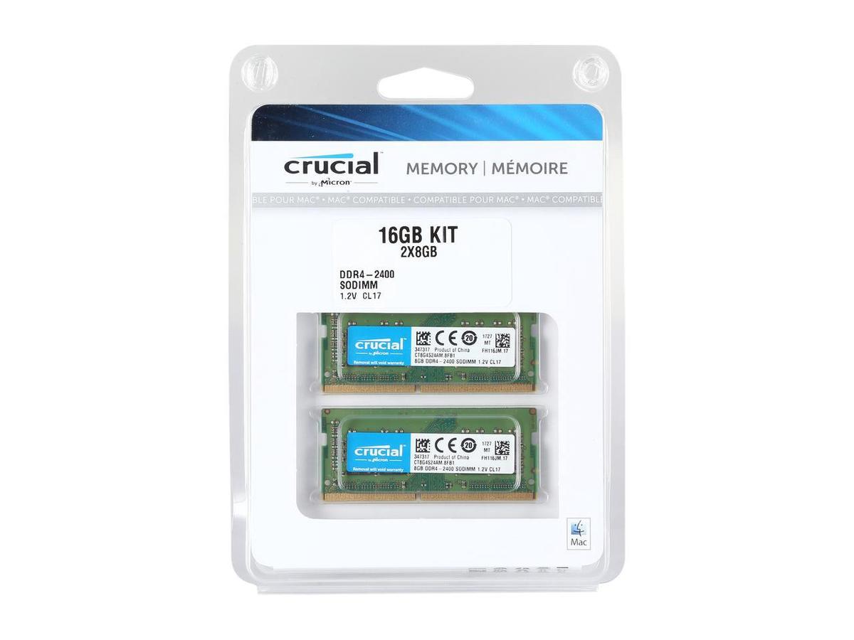 Crucial 16GB 2x 8GB CL17 DDR4 2400 PC4 19200 1.2V SR x8 260 pin SODIMM RAM Kit for Mac or PC